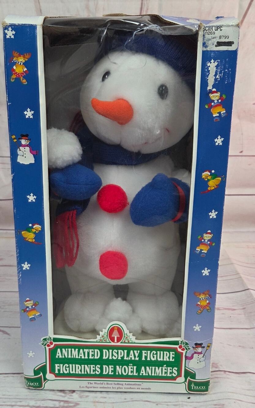 Vintage 1996 Telco Motion-ettes Animated Snowman Christmas Figure w/Box